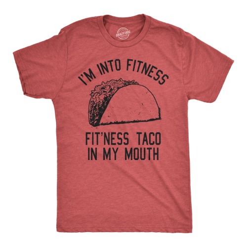 Mens Fitness Taco Funny T Shirt Humorous Gym Graphic Novelty Sarcastic Tee Guys - Large Heather Red