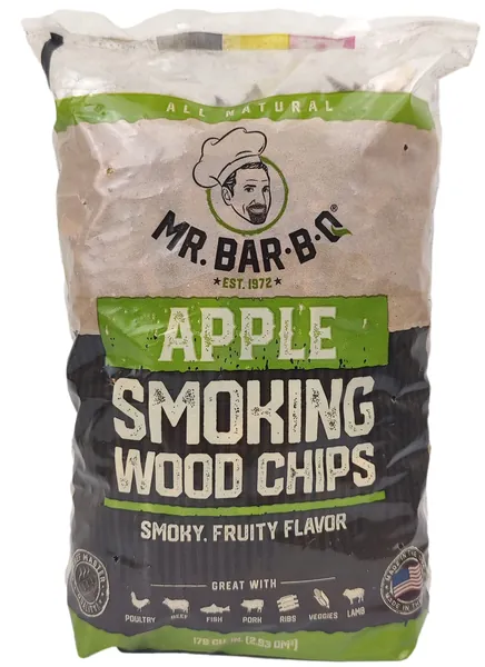Mr. Bar-B-Q 05012 Wood Smoker Chips (Apple) | Smoky & Fruity Flavor | Made from 100% Hardwood | All Natural Apple Wood Chips | 1.6 Pound Bag - Apple