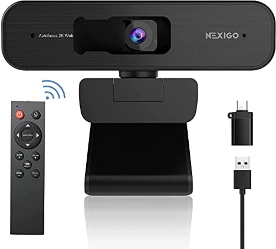 Zoom Certified, NexiGo N940P 2K Zoomable Webcam with Remote and Software Controls | Sony Starvis Sensor | 1080P@ 60FPS | 3X Zoom in | Dual Stereo Microphone, for Zoom/Skype/Teams/Webex (Black) - Black