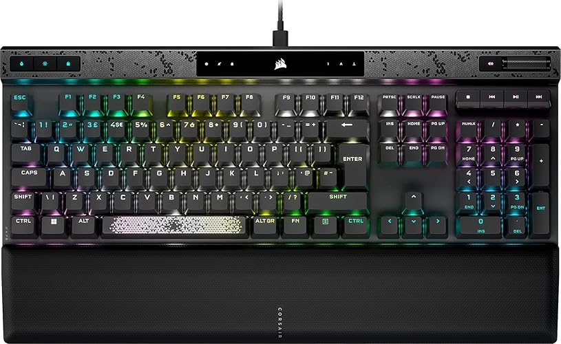 CORSAIR K70 MAX RGB Magnetic-Mechanical Wired Gaming Keyboard – Adjustable MGX Switches – PBT Double-Shot Keycaps – Rapid Trigger Mode – iCUE Compatible – PC, PS5, PS4, Xbox – QWERTY UK – Steel Grey - Full Size