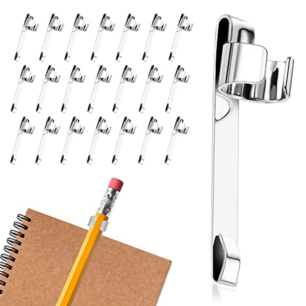 20 Stücke Metall Stift Clip mit Taschenclip, Edelstahl Stifthalter Clip für Die Meisten Stifte, Metal Pen Clips with Pocket Clip, Stiftschlaufe für Taschenstift Bleistift Markierungen Klemmmappe