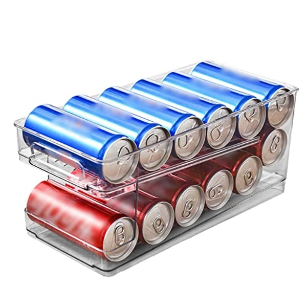 Pansy Rollen Dosenhalter - Auto-Scrollen Dosenhalter Kühlschrank Ordnungssystem | Doppellagiger Kühlschrank Dosen Organizer | Dosenspender Für Getränke Bier Sprudel Soda Stauraum 10 Dosen