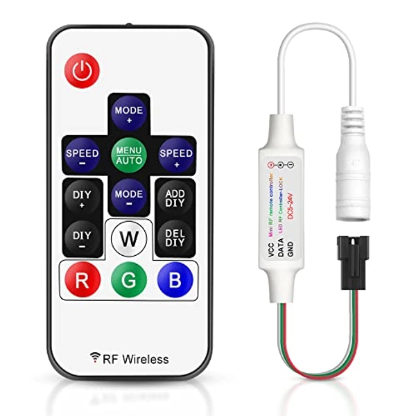 VIPMOON LED Controller RF Fernbedienung mit 14 Tasten 5-24V Mini-RF-Controller LED Strips Wireless LED Remote 3Pin RF Pixel Controller für WS2811 WS2812 WS2812B LED Streifen
