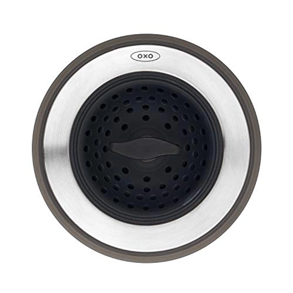 OXO 13259500 Sink Strainer Good Grips 2-in-1 Abflusssieb, Silikon, schwarz