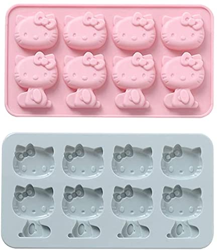 INKU Hello Kitty Silicone Molds 2Packs Fondant hello kitty mold Cake Mold,Ice Mold,Chocolate tray for Sugarcraft, Birthday Cake Decoration