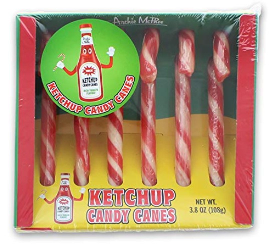 Archie McPhee Gift Box of Funny, Ketchup Candy Cane, 3.8 Ounce