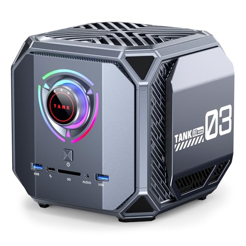 ACEMAGIC Gaming Desktop PC Tank03, i7 12700H, Geforce RTX 3060 Mobile 12GB(TDP 115W) Gaming PC 32GB Dual Channel DDR5 1TB NVMe SSD, 24MB Cache, WIFi6/BT5.2/USB4 Type-C/RGB Light/Multi-Mode/Triple Fans - TANK 03 Intel i7-12700H+32GB+1TB