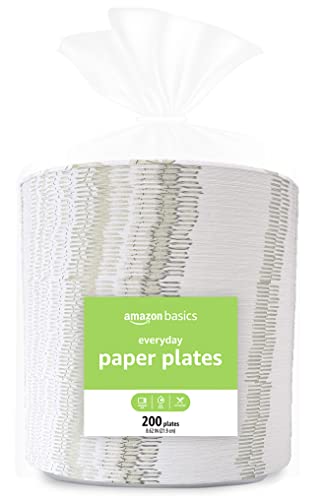 Amazon Basics Everyday Paper Plates, 8 5/8 Inch, Disposable, 200 Count - 200 Count