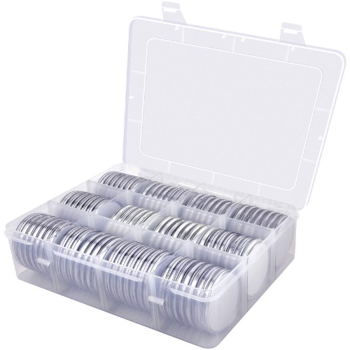 84 Pieces 46 mm Coin Capsules, with Foam Gasket and Plastic Storage Organizer Box, Coins Holder Collector Case for Coin Collection Supplies 6 Sizes (20/25/27/30/38/46mm) - Transparent - 