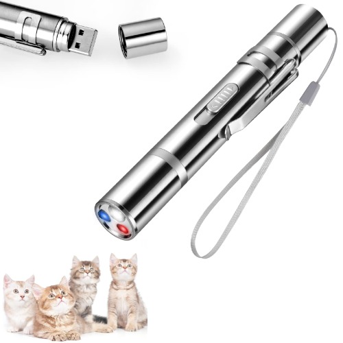 vsshe Cat Dog Red Pointer Light Toy, 7-in-1 Cat Toys Cat Dog Interactive Toy, USB Rechargeable LED Cat Pen Light, Pet Scratching Practice Chase Training Tool