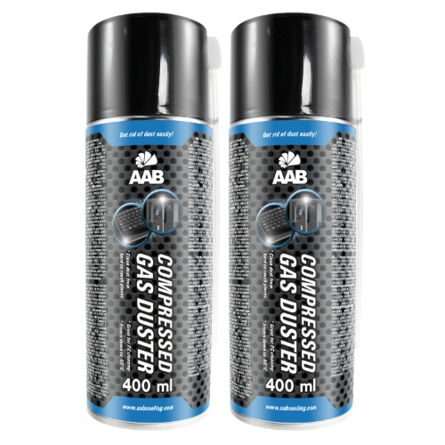 2 x AAB Compressed Gas Duster 400ml - Can of Compressed Air for Cleaning Computer, Keyboard, and Other Office Equipment, Laptop Cleaner, PC Cleaning Kit, Air Duster, Aerosol Duster, Canned Air