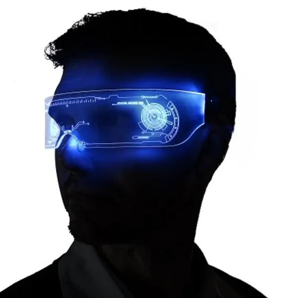 SAFEBAO LED Light Up Glasses for adult with 7 Colors and 4 Modes Rechargeable Futuristic style Glasses