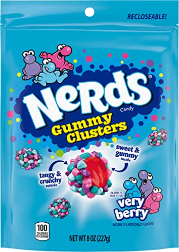 Nerds Gummy Clusters, Back to School Candy, Very Berry, Resealable 8 Ounce Bag - Very Berry - 8 Ounce