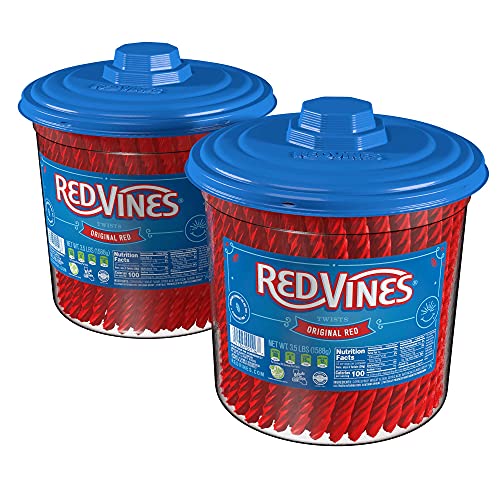 Red Vines Licorice, Original Red Flavor, Soft & Chewy Candy Twists, 56 Ounce Jar (Pack of 2) - 3.5 Pound (Pack of 2) - Candy