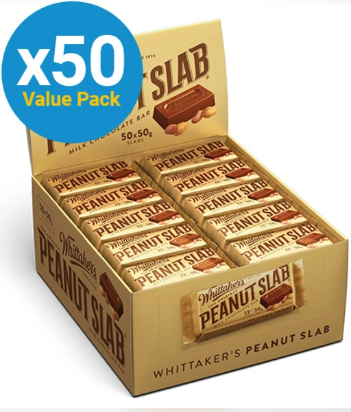 Yummy Whittaker's Peanut Slabs a whole box of 50