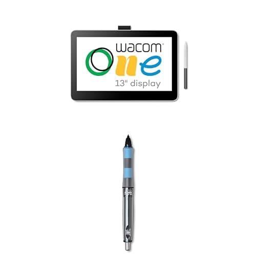 Bundle of Wacom One 13 Touch Drawing Tablet with Screen (2023), Full-Laminated 13.3” HD Touchscreen Graphics Monitor; Works with Mac, PC & Chromebook + Pilot Dr. Grip Digital Pen for Wacom (Black) - Display 13" Bundle