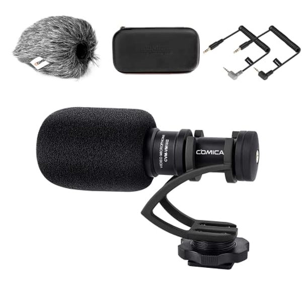 Camera Microphone,Comica CVM-VM10II Professional Video Microphone with Shock Mount, Deadcat,Compact Shotgun Mic Compatible with iPhone,DSLR Camera,Android Smartphones- Perfect for TikTok YouTube Vlog