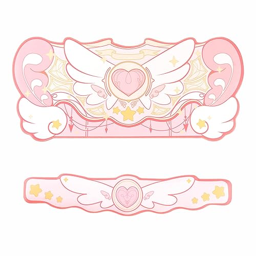 GeekShare Kawaii - Juego de reposamuñecas para mouse – Base de goma antideslizante y reposamuñecas de espuma viscoelástica para teclado y mouse, perfecto para juegos u oficina en casa – Serie Star - Rosa - Juego de alfombrillas para ratón.