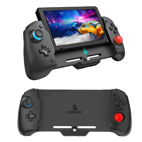 NexiGo Switch Controller for Handheld Mode, Ergonomic Controller for Nintendo Switch with 6-Axis Gyro, Dual Motor Vibration, Compatible with All Games of Switch, Not for OLED - Black
