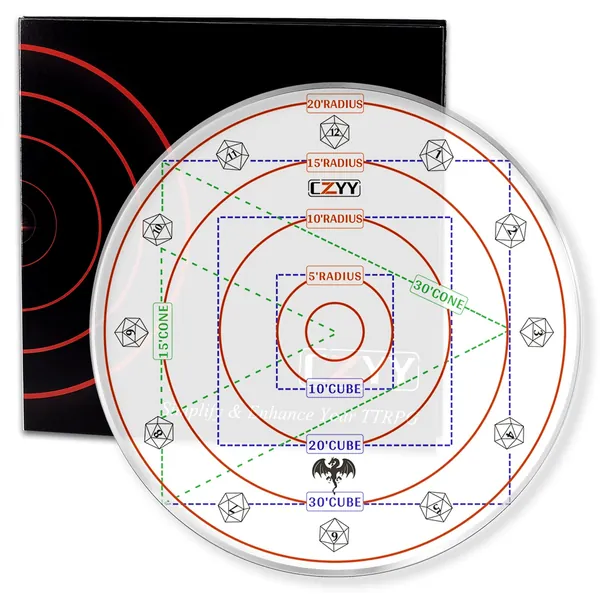 Upgraded Spell AOE Damage Template Extra Large to 30' Cube & 30' Cone, Acrylic D&D Area Effect Marker with Gift Box - Perfect Tabletop RPG Gaming Accessories, Tools for Dungeons and Dragons, TTRPGs - 20ft Spell AoE Template