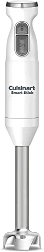 Cuisinart Hand Blender, Smart Stick 2-Speed Hand Blender- Powerful & Easy to Use Stick Immersion Blender-for-Shakes, Smoothies, Puree, Baby Food, Soups & Sauces, Stainless Steel, CSB-175P1,White - White - Two-Speed