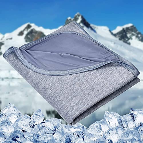 HOMFINE Cooling Blankets for Hot Sleepers - Summer Blanket Thin Lightweight Breathable Soft Double Side Enhanced Cooling Blanket for Bed Couch Sofa, Keep Cool for Night Sweats (Grey, 50 x 70 inches) - Grey Queen (90"x90")