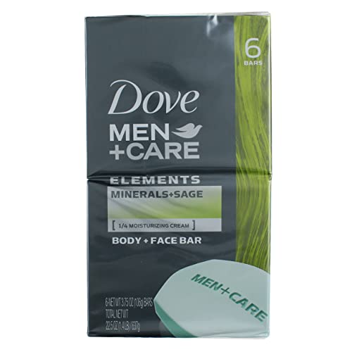 DOVE MEN + CARE Body and Face Bar Minerals + Sage 6 Bars to Hydrate Skin More Moisturizing Than Bar Soap 3.75 oz