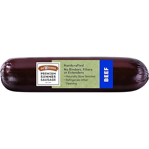 Old Wisconsin Premium Summer Sausage, 100% Natural Meat, Charcuterie, Ready to Eat, High Protein, Low Carb, Keto, Gluten Free, Beef Flavor, 16 Ounce - 1 Pound (Pack of 1)
