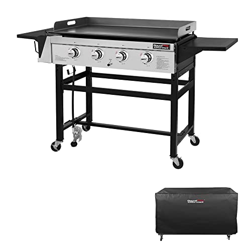 Royal Gourmet 4 Burner Flat Top Grill Griddle Combo Outdoor propane Gas Griddle, GB4001C, 52,000 BTU For Outdoor Events, Camping, BBQ 61.02*23.62*37.60 inches - Grill