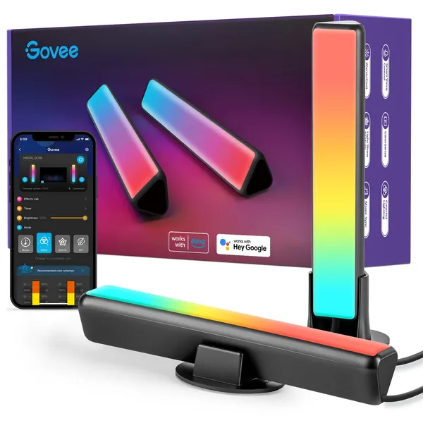 Govee Smart LED Lightbar, Gaming Lampe funktioniert mit Alexa und Google Assistant, RGBICWW WiFi LED TV Hintergrundbeleuchtung Sync mit Musik, LED Light Bar für Gaming, PC, Fernseher - 
