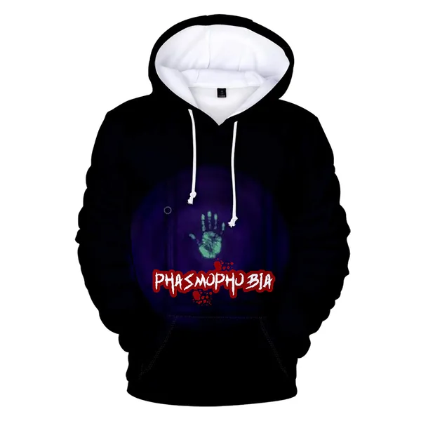 Jimmar Horror-Spiel Phasmophobia Unisex 3D-gedruckte Hoodie Pullover Sweatshirt Langarm Outwear für Männer Frauen Teen
