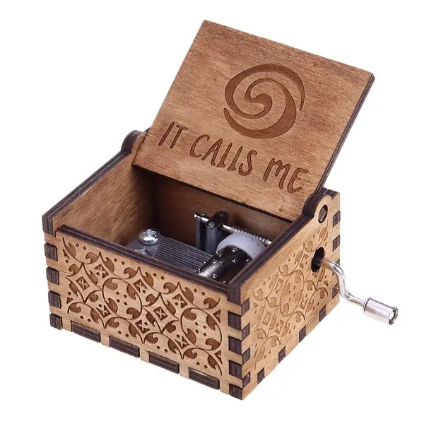 Prosperveil Holz-Spieluhr mit Handkurbel, Spieluhr, Mechanismus, graviert, hölzerne Spieluhr, Geschenk für Erwachsene und Kinder, Heimdekoration - It Calls Me