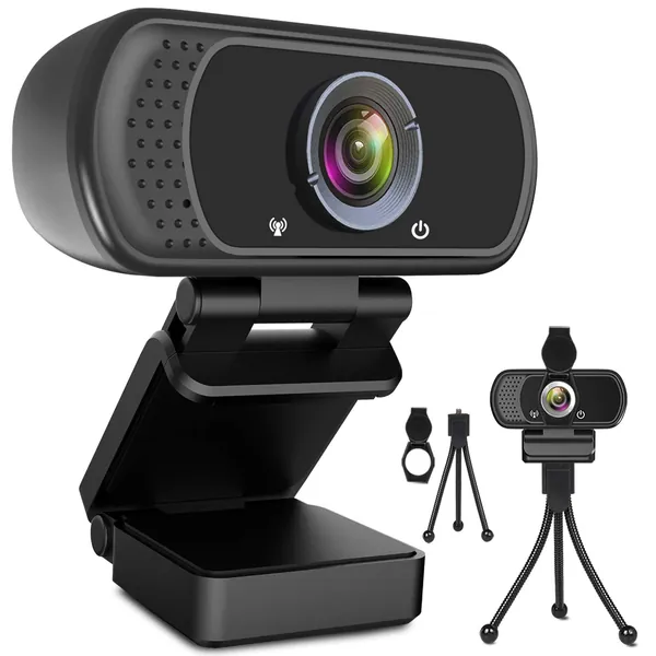 Webcam HD 1080p Webkamera, USB PC Computer Webcam mit Mikrofon, Laptop Desktop Full HD Kamera Video Webcam 110-Grad-Breitbild, Pro Streaming Webcam zum Aufzeichnen, Anrufen, Konferenzen, Spielen - 