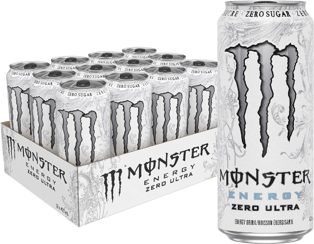Monster Energy, Zero Ultra, 473mL cans, Pack of 12 - Zero Ultra 473 ml (Pack of 12)