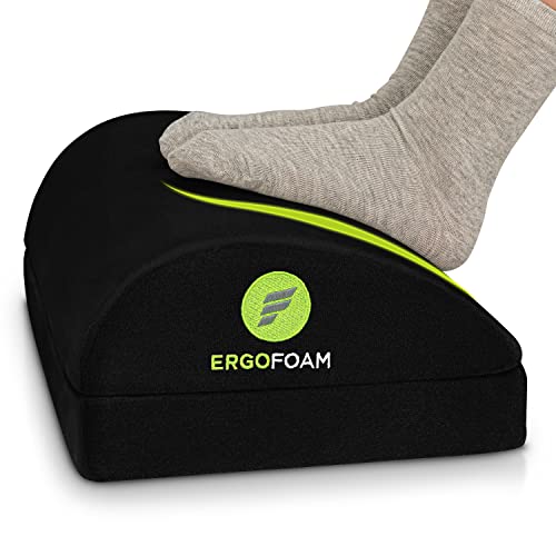 ErgoFoam Foot Rest for Under Desk at Work Chiropractor-Endorsed Orthopedic Teardrop Design 2in1 Adjustable Premium Under Desk Foot Rest Ergonomic Desk Foot Rest for Lumbar Back Knee Pain (Black, Mesh) - Velvet