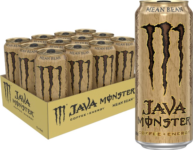 Monster Energy, Java Mean Bean, 444mL cans, Pack of 12, Coffee + Cream - Mean Bean 444 ml (Pack of 12)