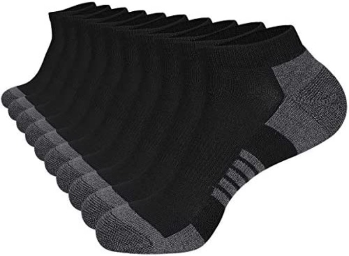 COOVAN 10 Pairs Mens Ankle Socks Men 10 Pack Low Cut Comfort Cushion Casual Socks - Black Small-Medium