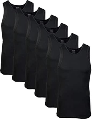 Gildan Men's A-Shirt Tanks, Multipack, Style G1104 - Medium Black (6-pack)