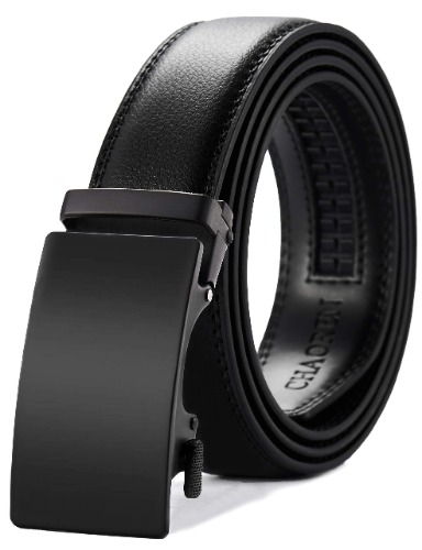 CHAOREN Ratchet Belt for Men - Mens Belt Leather 1 3/8" for Casual Jeans - Micro Adjustable Belt Fit Everywhere - Midnight Basic - Black 32" to 38" Waist Adjustable