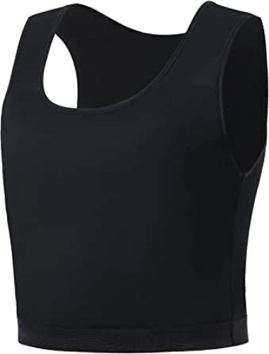GCTBL Chest Binder for Transgender Half FTM Binder Trans Breathable Compression Bra - Black Large