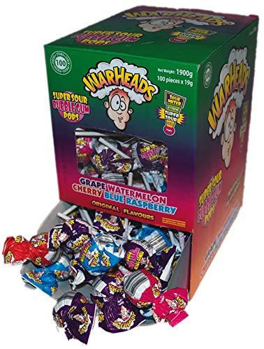 Warheads A Super Sour Gum Pops, 19g x 100 (Pack of 1) WBP