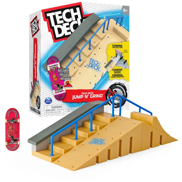 TECH DECK, Jump N' Grind X-Connect Park Creator, Customizable and Buildable Ramp Set with Exclusive Fingerboard, Kids Toy for Ages 6 and up - Jump N’ Grind Park