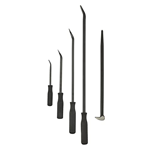 RM Tools 5 Piece Pry Bar Set – 8, 12, 18, 24-Inch Bars with Oversized Handles, Comes with 16-Inch Solid Steel roll Type pry bar - Perfect for Nail-Pulling, Lifting, Prying & Moving Objects