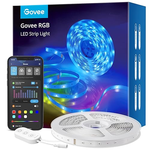 Govee RGB LED Strip Lights 5m, WiFi Smart Strip, App Control, Works with Alexa and Google Assistant, Music Sync, Led Lights for Bedroom, TV, Party - 5M