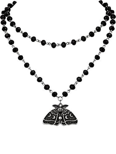 Sacina Goth Butterfly Luna Moth Choker, Goth Choker, Gothic Choker, Gothic Necklace, Halloween Christmas New Year Jewelry Gift for Women - layered