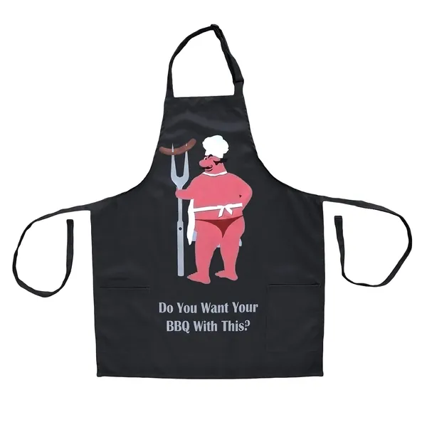 LIQ Inc. “Cheeky Guy” Funny BBQ Apron for Men – Dark Grey, 2 Large Pockets, Adjustable Neck Strap, One Size Fits Most, Extra Long Waist Ties - 