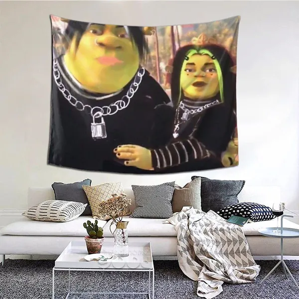 Yund Eboy Shrek And Egirl Fiona 3d Boutique Decorative Wall Tapestry Pop Art Retro Micro Microfiber Home Decoration Black One Size - 