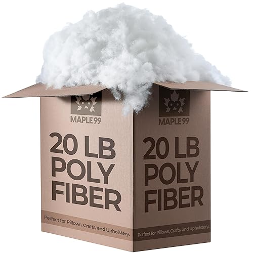 Maple99 Poly Fiber Fill Stuffing 20 LB Bag - Premium Stuffing for Stuffed Animals, Pillows, Crafts, Toys, and Cloud Decorations - Ideal Batting for Couch Pillows