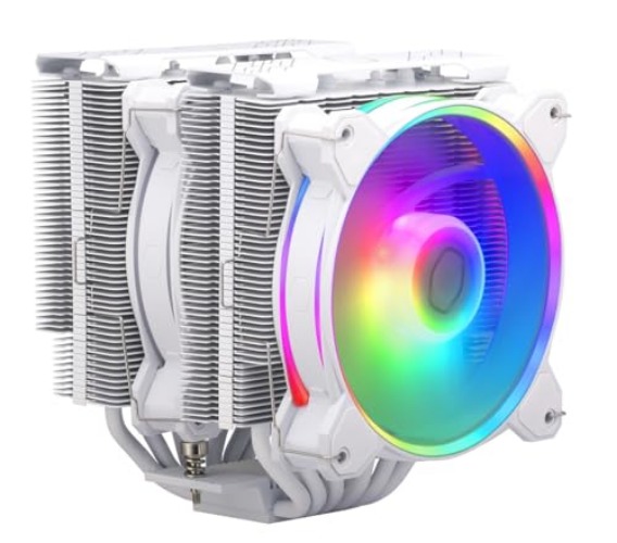 Cooler Master Hyper 622 Halo White Dual Tower CPU Air Cooler, Halo² Fan, Dual Loop ARGB, Aluminum Top Cover, 6 Heat Pipes,154mm Tall, AMD Ryzen AM5/AM4, Intel LGA1700/1200 (RR-S4WW-20PA-R1) - 622 Halo White
