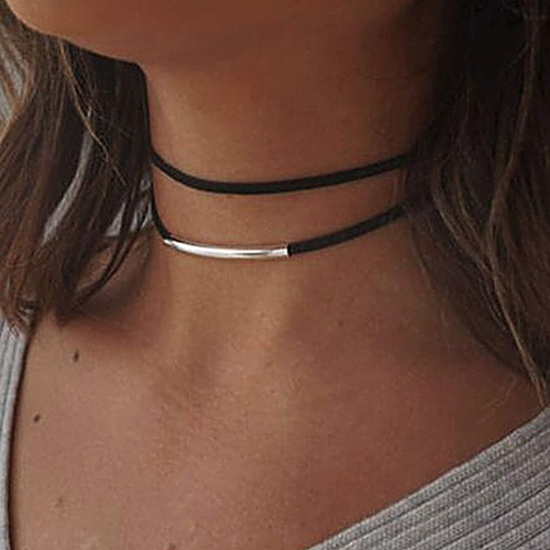 Jakawin Choker Necklace Adjustable Black Collar Necklaces for Women and Girls NK134 - Black